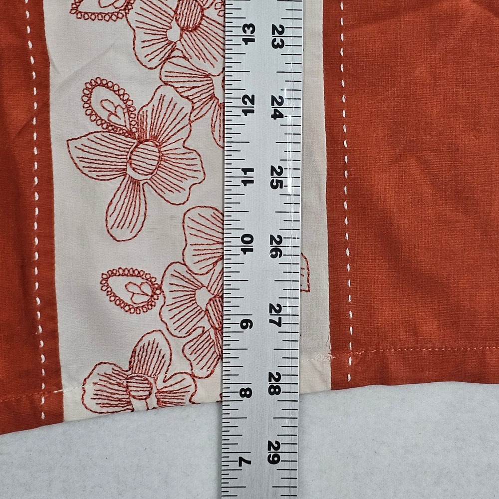 Saddlebred Mens Silk Blend Floral Embroidered Button Front Shirt Burnt Orange L - Picture 2 of 10